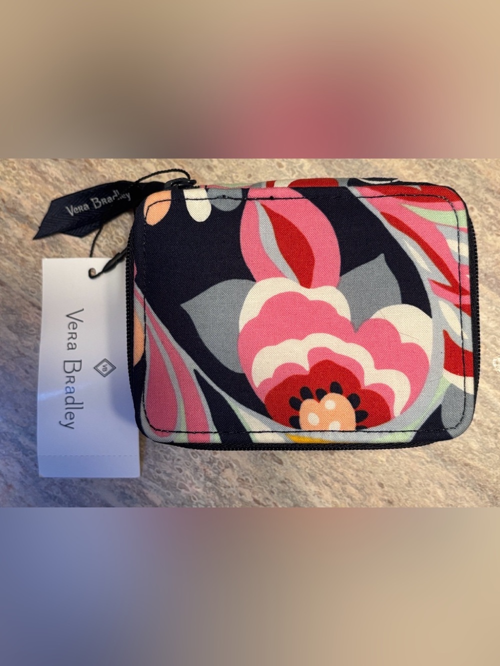 Vera Bradley Pink Red Navy Floral Travel Pill Case